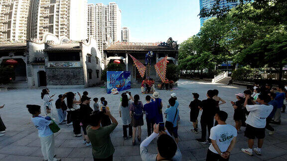 FPV航拍广州猎德村的龙船宴和醒狮表演