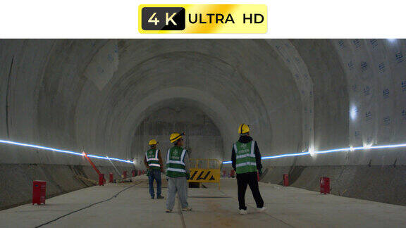 铁路隧道建设工人4K实拍