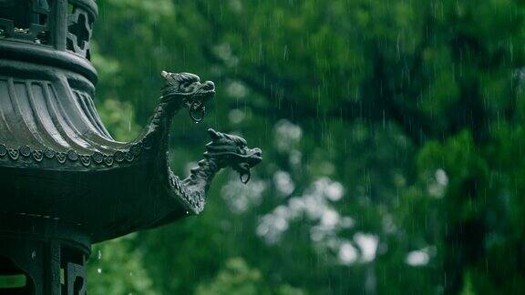 意境禅意雨水水滴清明谷雨惊蛰屋檐中国风