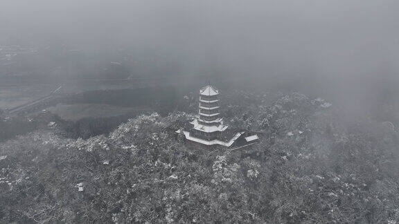 青城山都江堰雪景航拍