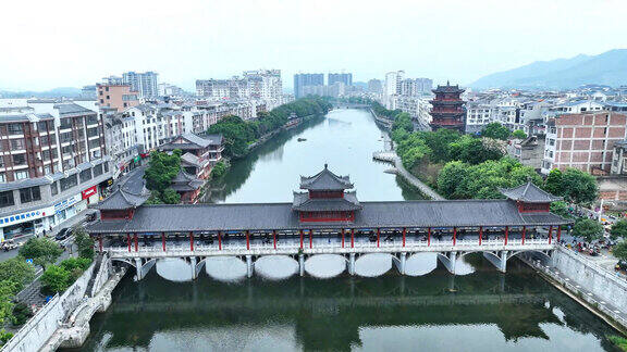 航拍梧州市蒙山县大景